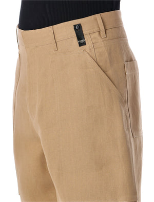 Canvas Bermudas for Men by Fendi, Featuring Hook and Zip Closure and Wide Leg in Frassino for SS24