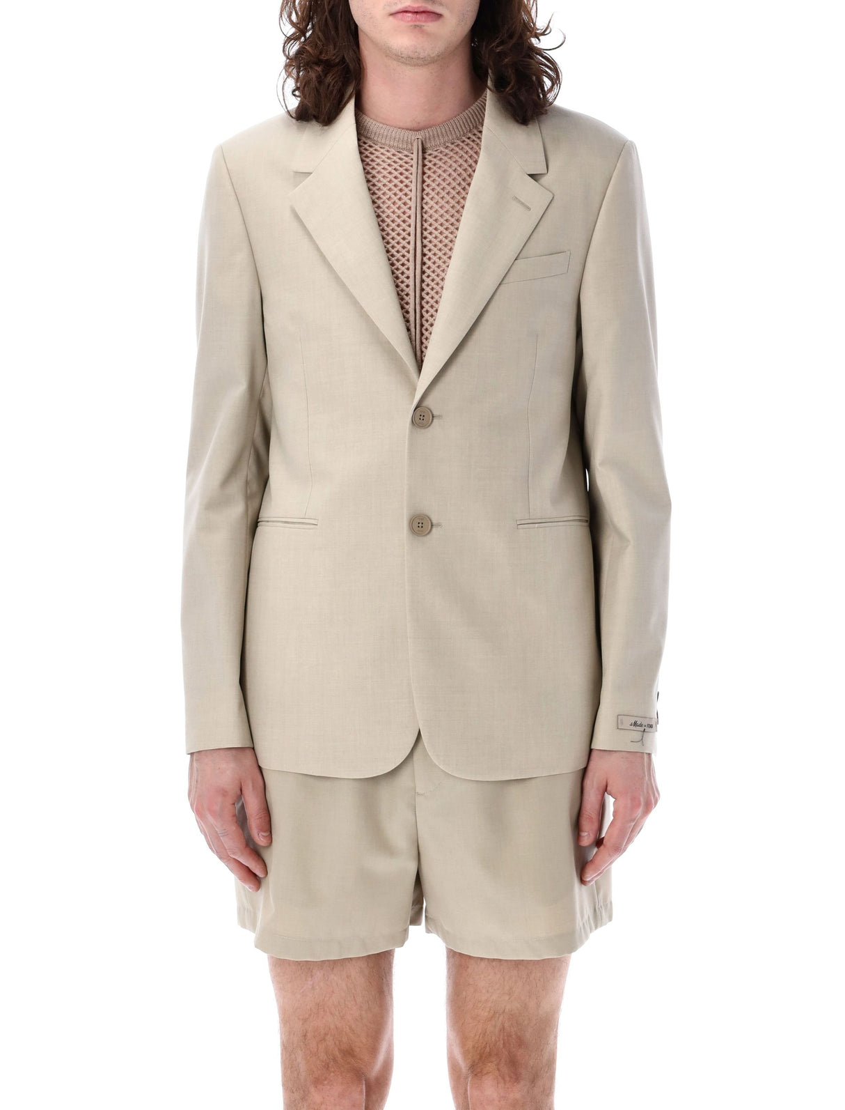 FENDI Men's Single-Breasted Blazer - Sartorial Cut, Jojoba Beige, SS24