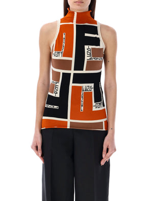 FENDI FF Puzzle Print Slim Fit Top for Women