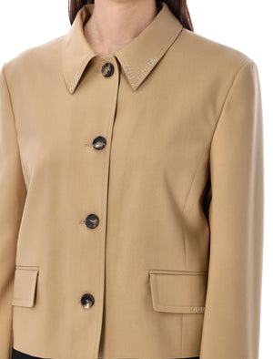 Tan Cropped Blazer for Women by MARNI - SS24