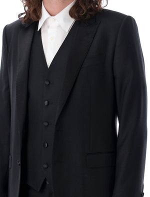 Three-Piece Tuxedo Suit for Men in Black