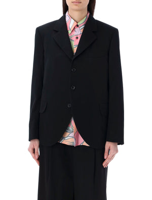 COMME DES GARÇONS Women's Wool Blazer with Floral Ruffles by Japanese Designer