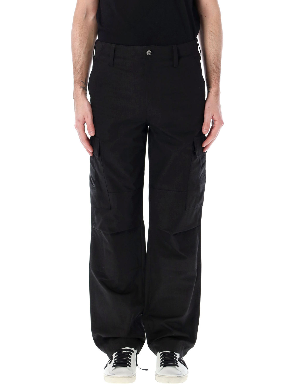 DOLCE & GABBANA Men's Black Cotton Cargo Pants for SS24 Season