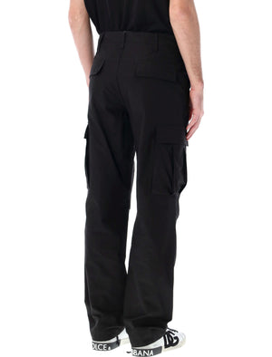 DOLCE & GABBANA Men's Black Cotton Cargo Pants for SS24 Season