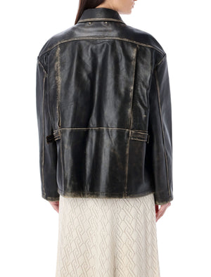 Áo khoác da Leonor Pocket màu nâu - Sản phẩm thời trang nam SS24