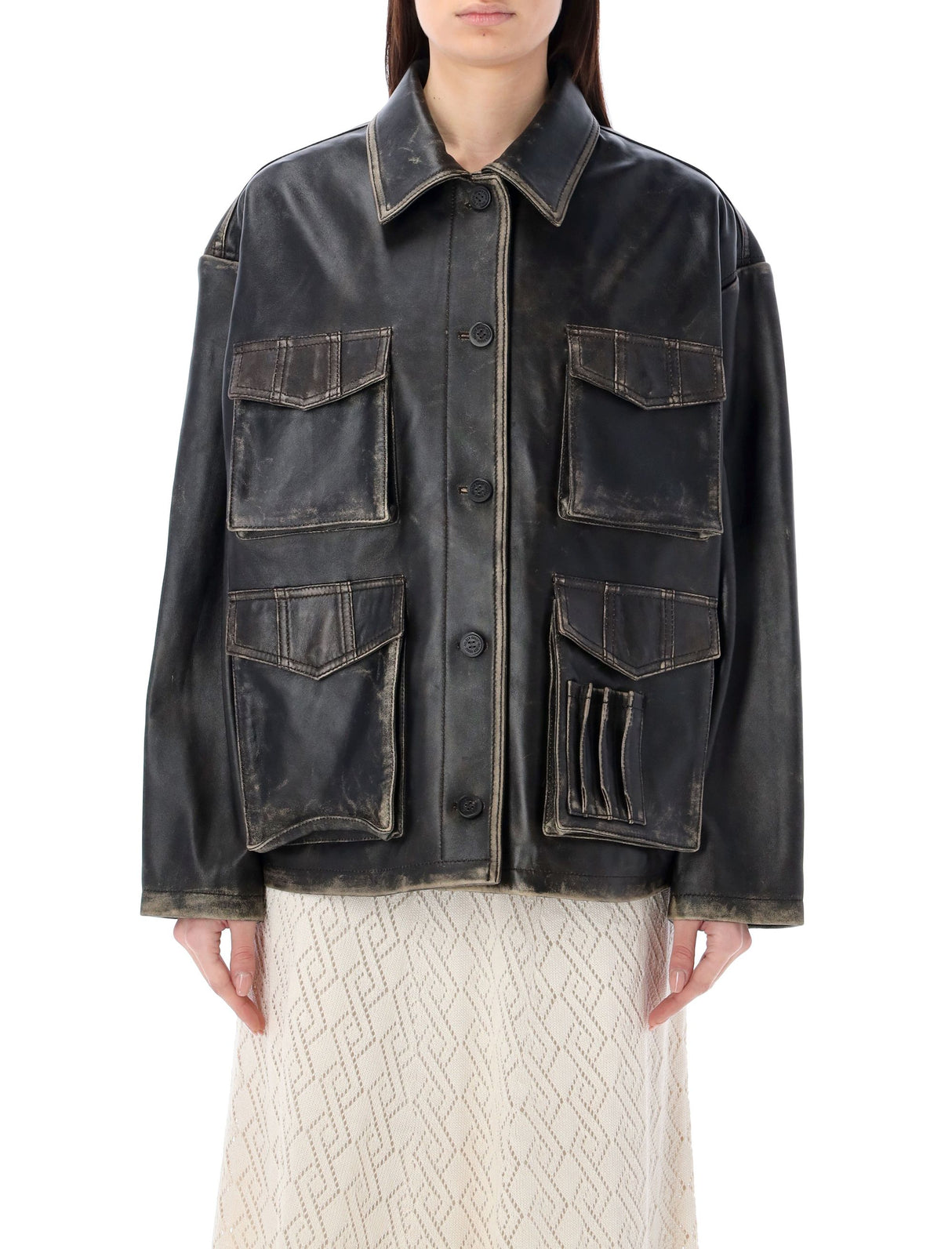 Áo khoác da Leonor Pocket màu nâu - Sản phẩm thời trang nam SS24