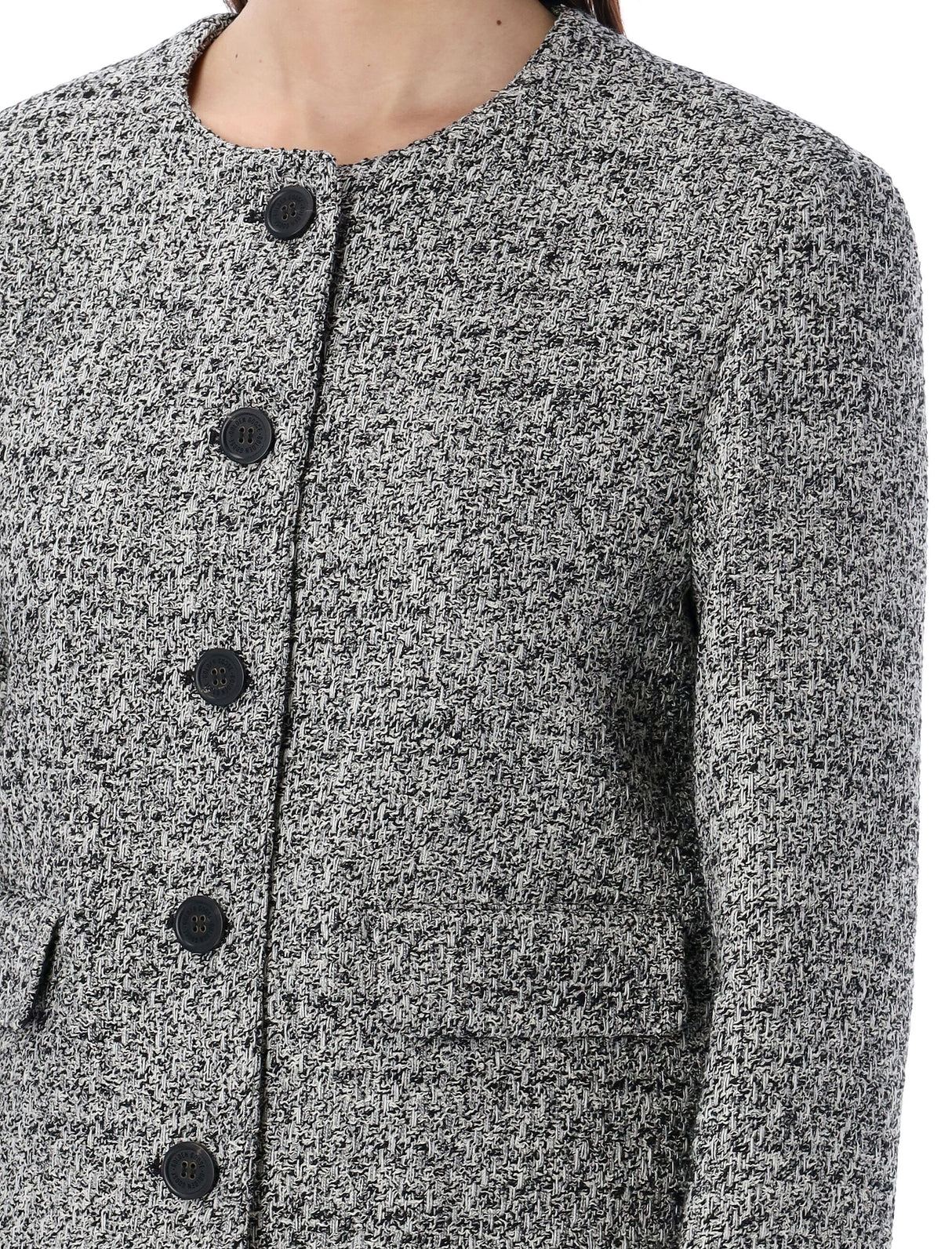 Áo khoác ngắn pha lê tự lõng Jole bằng vải Cotton của Golden Goose cho phụ nữ - Màu đen trắng SS24