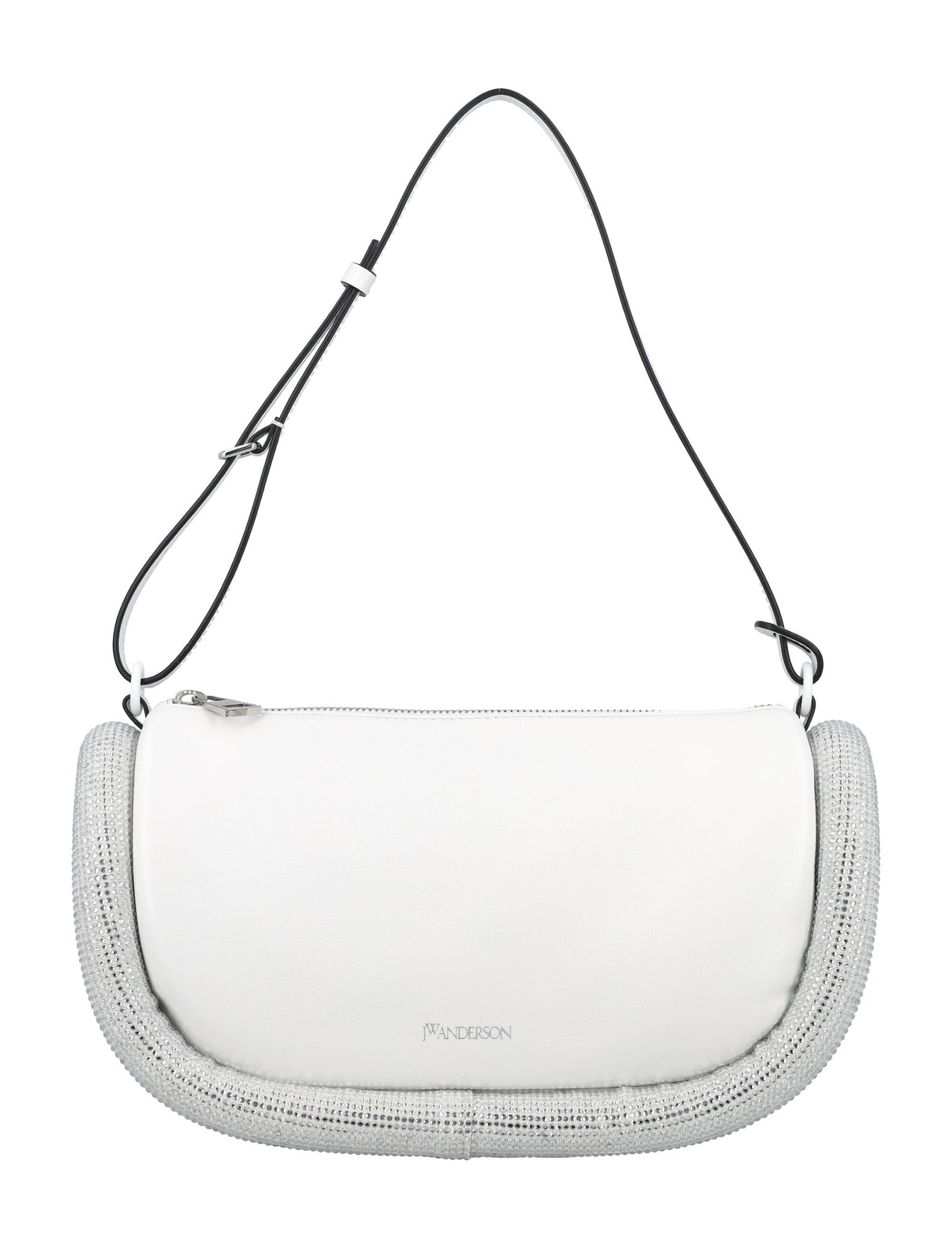 White Bumper-15 Leather Crystal Shoulder Handbag