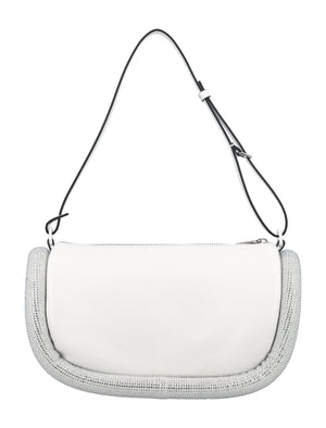 White Bumper-15 Leather Crystal Shoulder Handbag