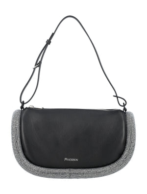Oversized Leather Shoulder Handbag with Crystal Embellishments by JW Anderson