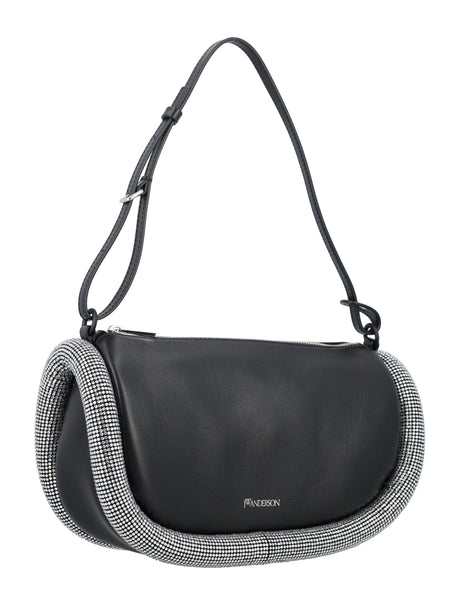Oversized Leather Shoulder Handbag with Crystal Embellishments by JW Anderson