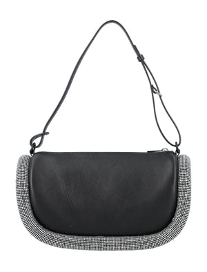 Oversized Leather Shoulder Handbag with Crystal Embellishments by JW Anderson