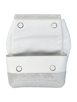 JW ANDERSON Mini Twister Crystal-Embellished Leather Handbag in White with Convertible Chain Strap