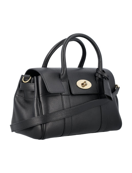 MULBERRY Elegant Black Leather Mini Bayswater Satchel with Gold-Tone Hardware and Detachable Strap