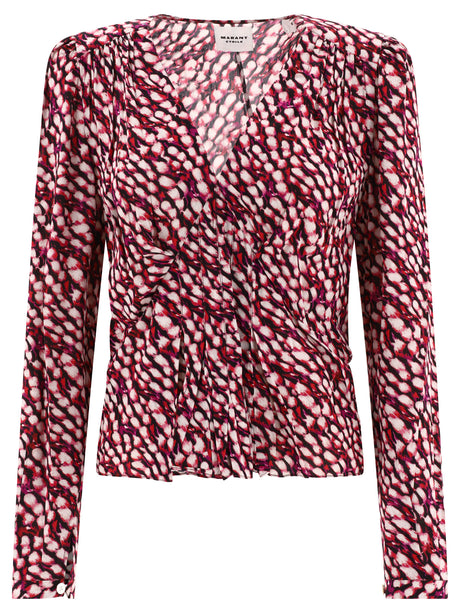 ISABEL MARANT V-Neck Ruffled Blouse with Buttoned Long Sleeves