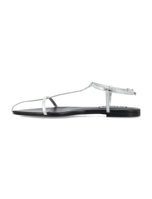JIL SANDER Silver Flat Cage Sandals for Women - SS24 Collection