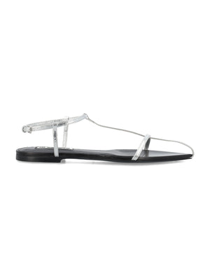 JIL SANDER Silver Flat Cage Sandals for Women - SS24 Collection