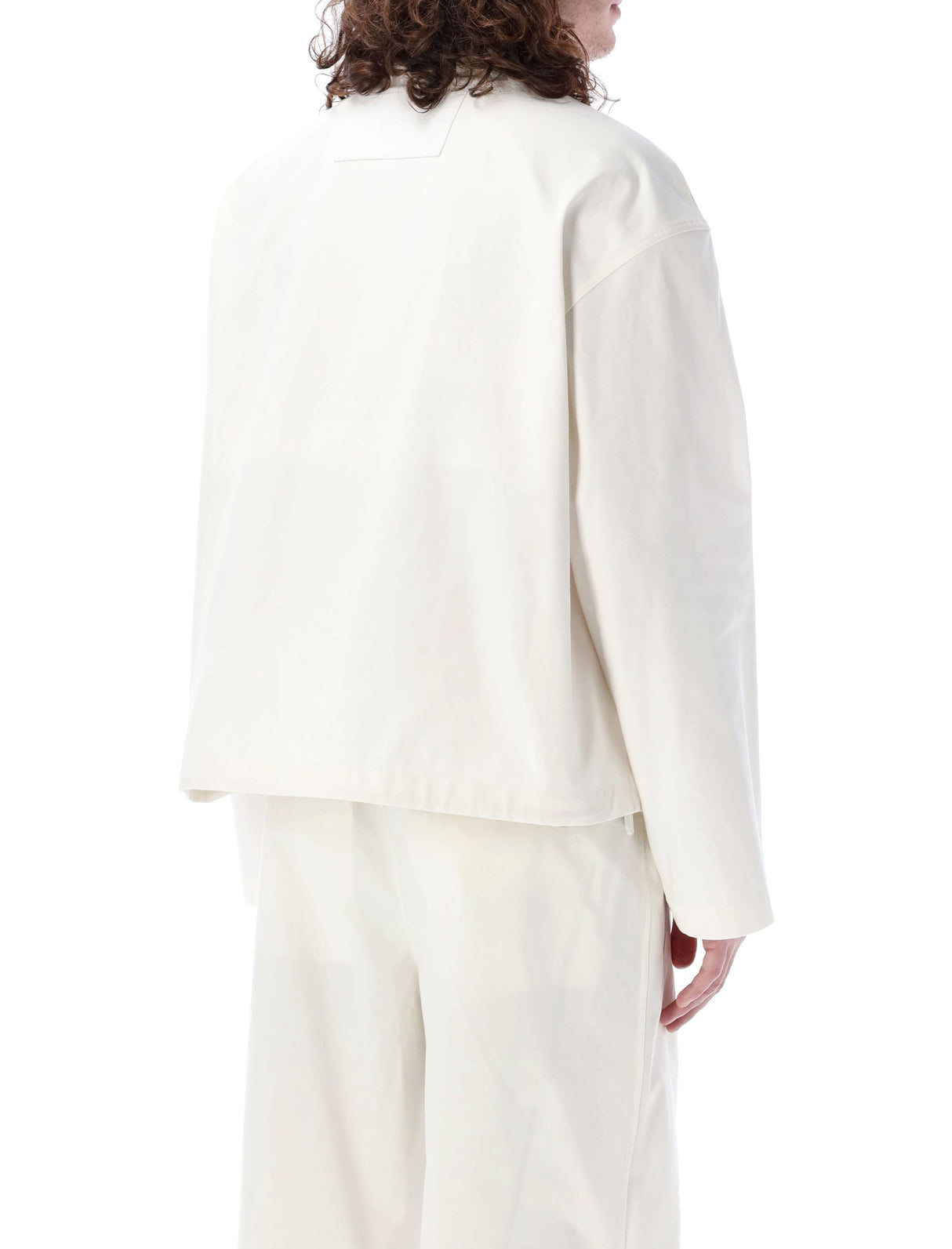 Men's Stylish White High Neck Canvas Blouson by JIL SANDER