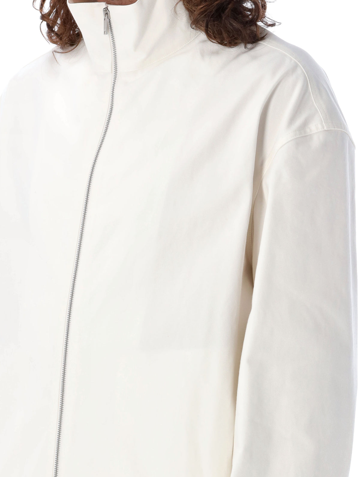 Men's Stylish White High Neck Canvas Blouson by JIL SANDER