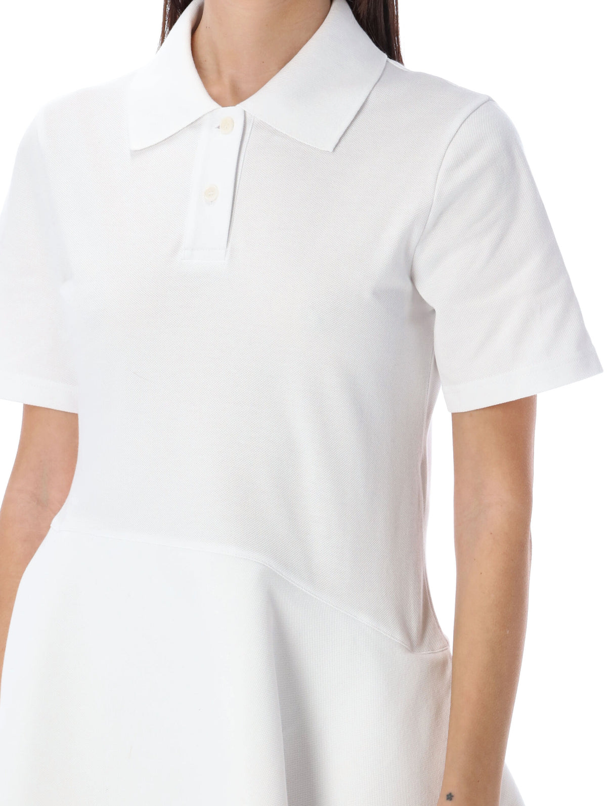 JW ANDERSON Short Sleeve Asymmetrical Polo Dress for Women - White