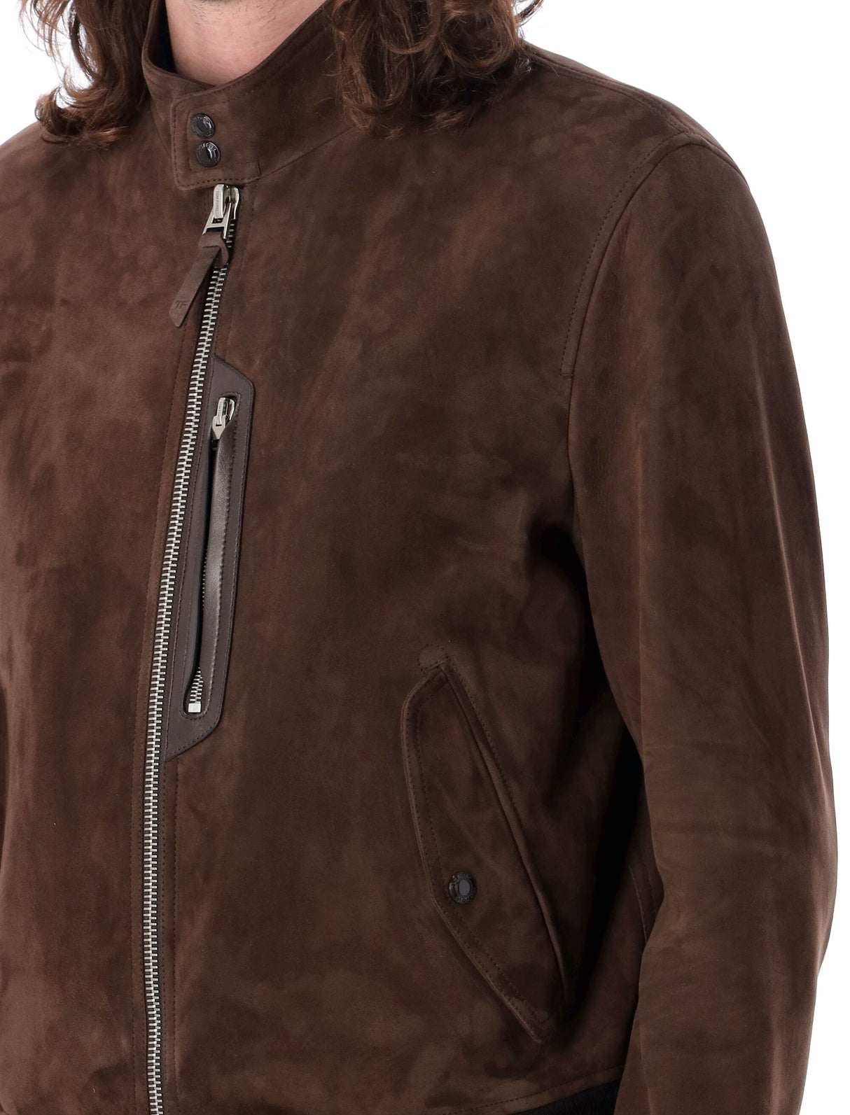TOM FORD Men's Suede Harrington Jacket in Brown for SS24