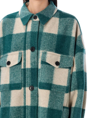 ISABEL MARANT ETOILE Green Check Motif Wool Blend Jacket for Women - SS24 Collection