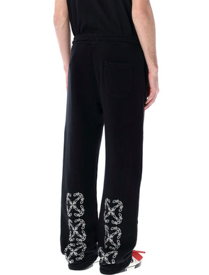 OFF-WHITE Men's Black Bandana Sweatpants with Arrow Details