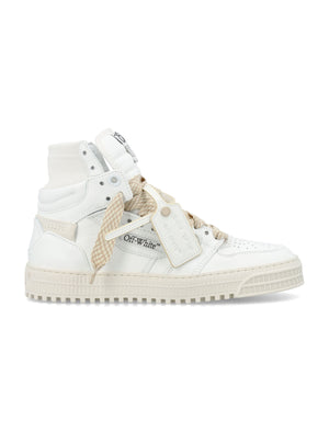 Men's High-Top White and Beige Sneakers with OFF-WHITE Logo