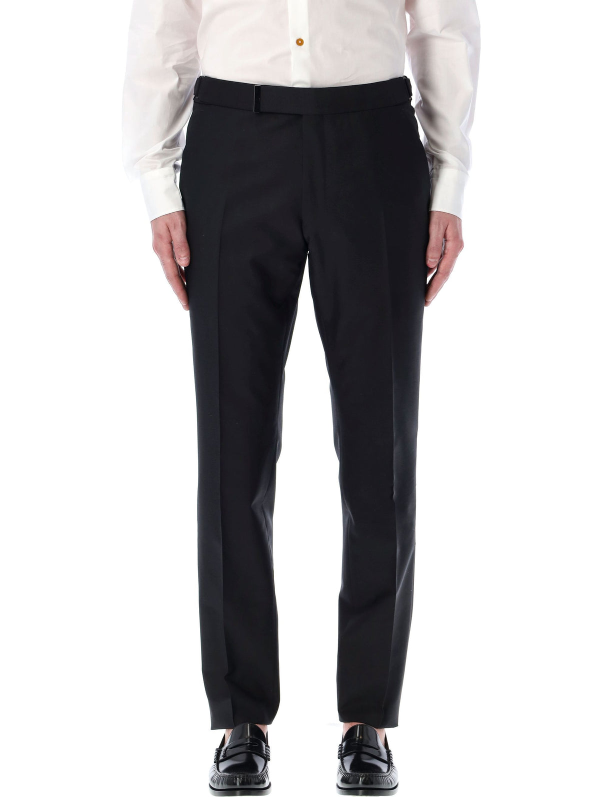 TOM FORD Tailored Trousers for Men - Wool-Silk Blend, Mid-Rise Waist, Concealed Closure and More