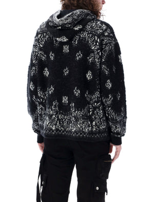 AMIRI Men's Black Bandana Hoodie with Hood Drawstring and Bandana Motif – SS24 Collection