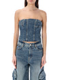 Indigo Denim Bustier Top for Women by AMIRI