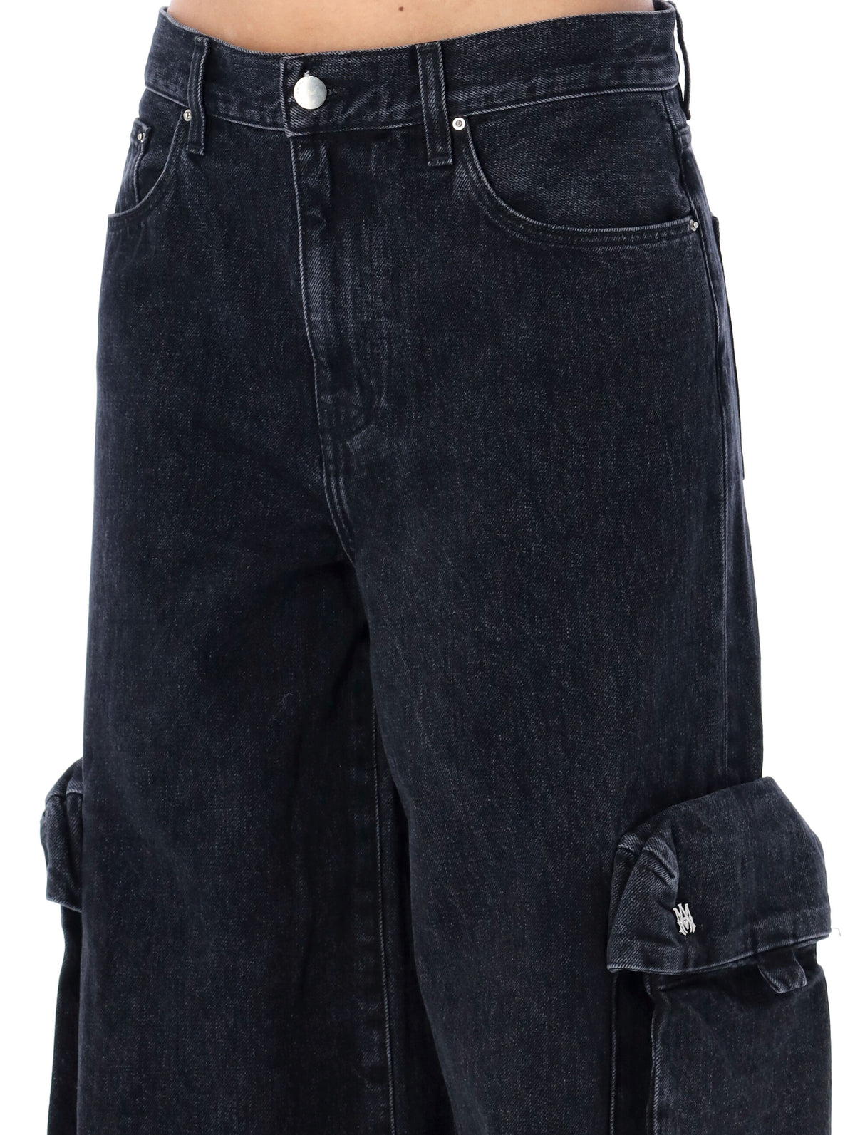 Faded Black Baggy Cargo Jeans for Women | SS24 Collection