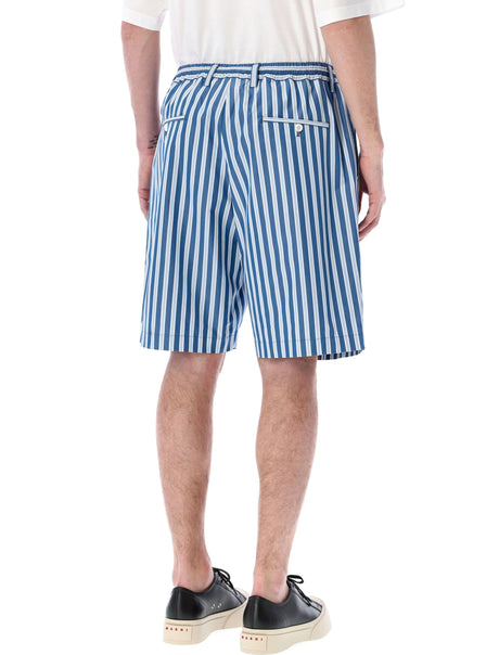 White Striped Bermuda Shorts for Men by MARNI