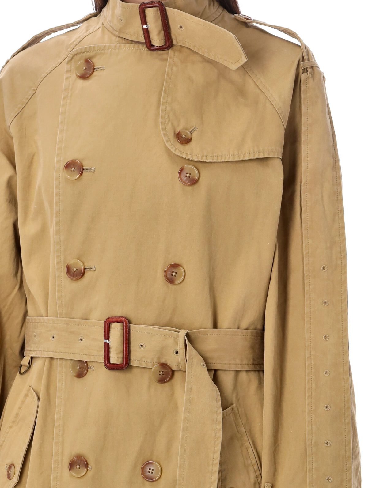 R13 Oversized Deconstructed Trench Jacket in Tan for Women - SS24
