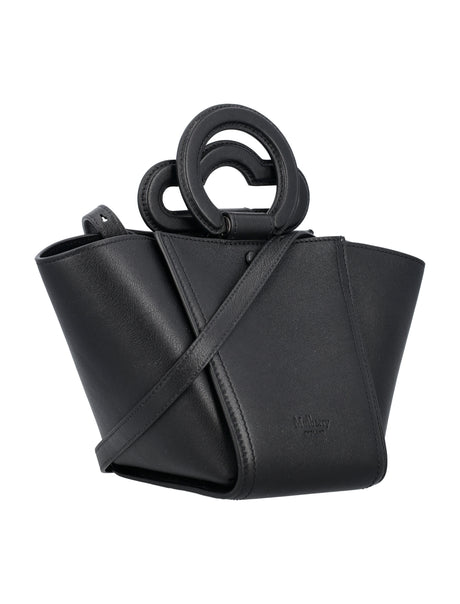 حقيبة يد صغيرة من الجلد الناعم بمقبض علوي وحزام قابل للفصل - أسود، 26x16.5x16 سم