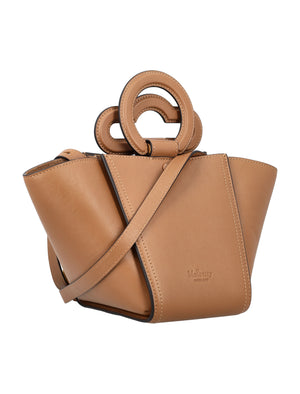 MULBERRY Mini Teak Leather Top-Handle Satchel with Shoulder Strap and Suede Lining, 26x16.5x16 cm