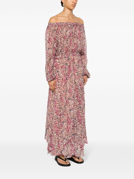 فستان طويل بنقشة زهور التوت للنساء - مجموعة ربيع وصيف 24