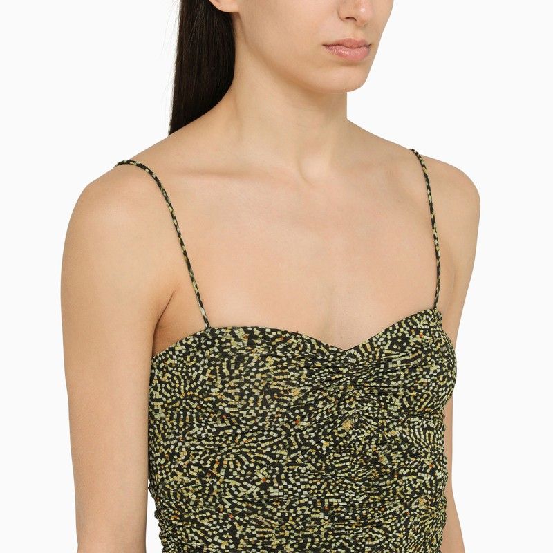 ISABEL MARANT Black and Yellow Viscose Print Midi Dress for Women