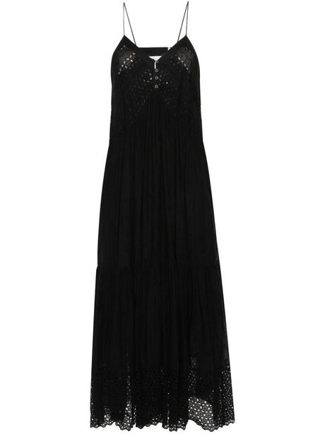 فستان طويل أسود بأحزمة سابا - مجموعة SS24
