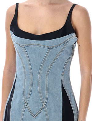 Đầm Corset Bằng Jean Có Dây Điều Chỉnh Và Gấu Váy Lệch