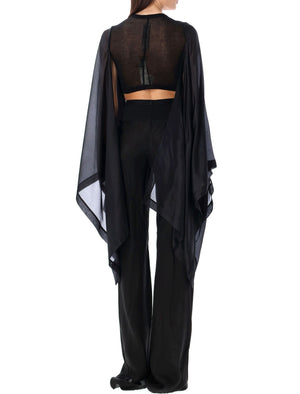 Cape-Like Black Crop Top for Women