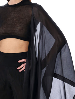 Cape-Like Black Crop Top for Women