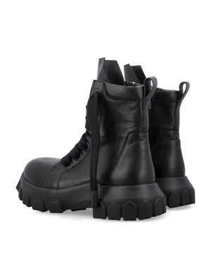 RICK OWENS Men's Black Jumbolaced Bozo Tractor Boots for SS24