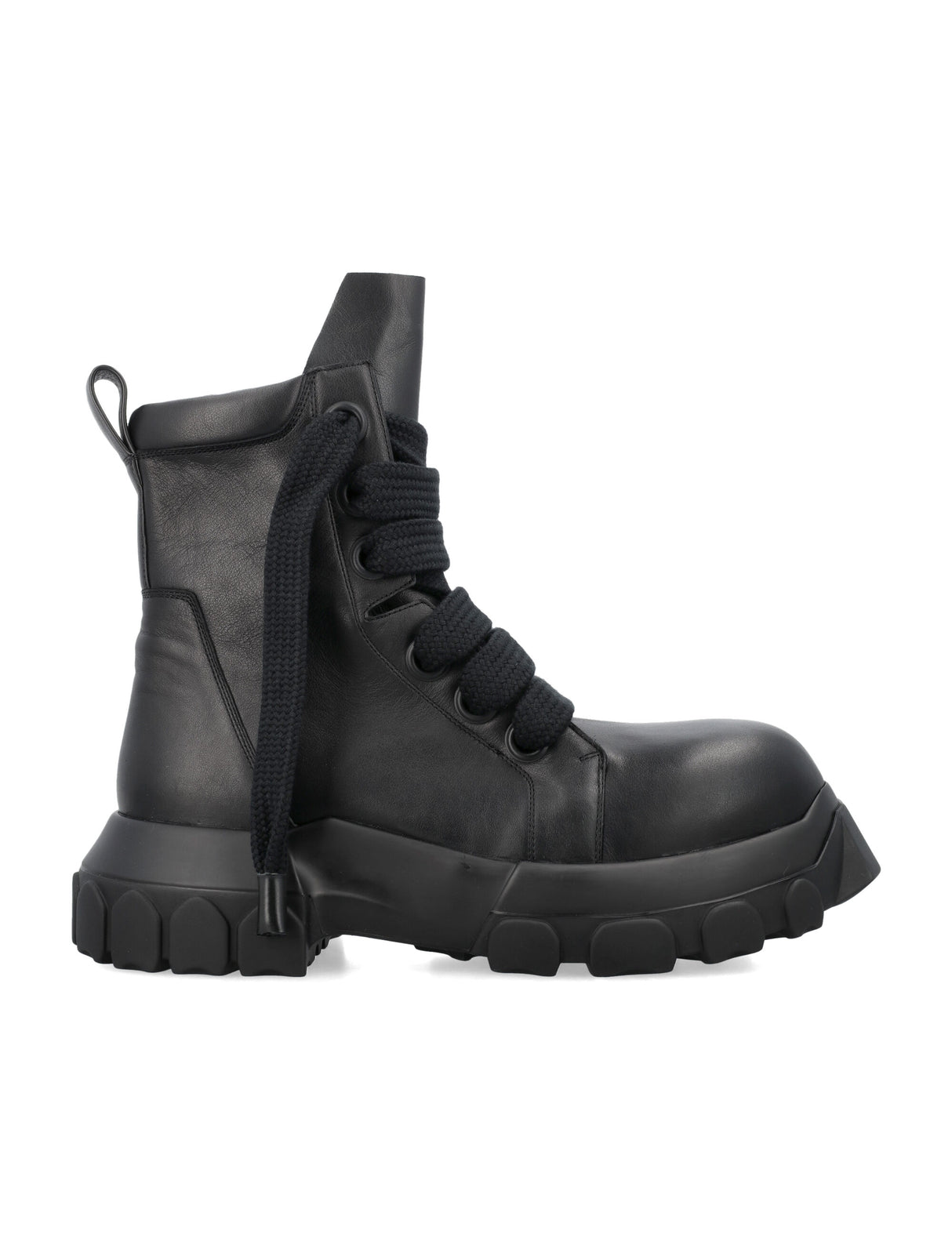 RICK OWENS Men's Black Jumbolaced Bozo Tractor Boots for SS24