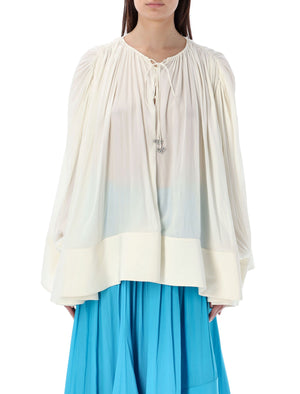 LANVIN White Draped Oversized Shirt for Women - SS24 Collection