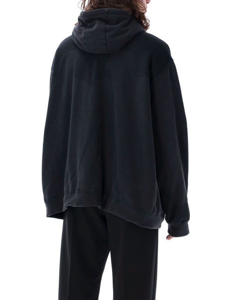MAISON MARGIELA Black Zipped Hoodie with Teddy Lining for Men - SS24 Collection