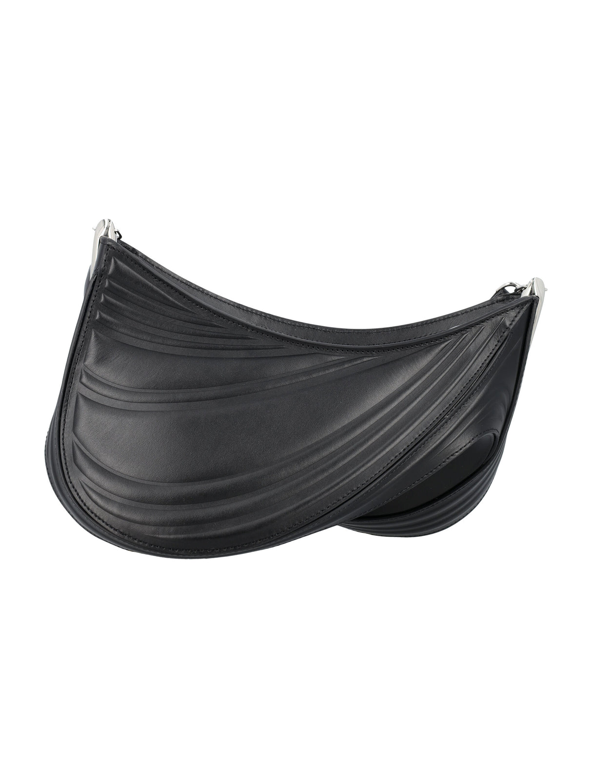 Embossed Spiral Curve Medium Leather Shoulder Bag for Women