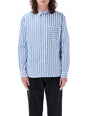 JW ANDERSON Striped Patch Shirt for Men - Regular Fit, Long Sleeves, Blue and White