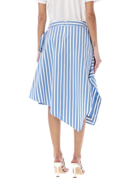 JW ANDERSON Asymmetric Striped Midi Skirt in Azzurro Riga