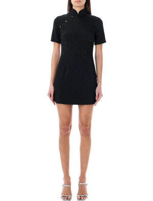 Vestido Mini de Viscosa Jacquard en Negro para Mujeres